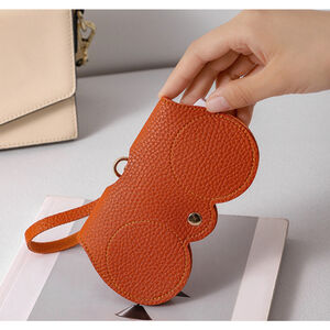 Soft Faux Leather Sunglasses Bag Portable Sunglasses Pouch in Orange